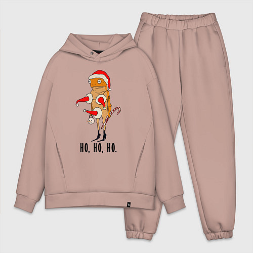 Мужской костюм оверсайз Новогодняя жаба / Пыльно-розовый – фото 1