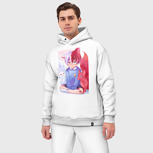 Мужской костюм оверсайз Моя геройская академия Сёто Тодороки лисы / Белый – фото 3