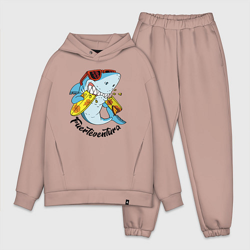 Мужской костюм оверсайз Fuerteventura summer style - shark / Пыльно-розовый – фото 1