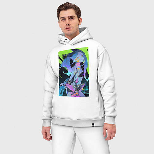 Мужской костюм оверсайз Киберпанк Люсина Кусинада / Белый – фото 3