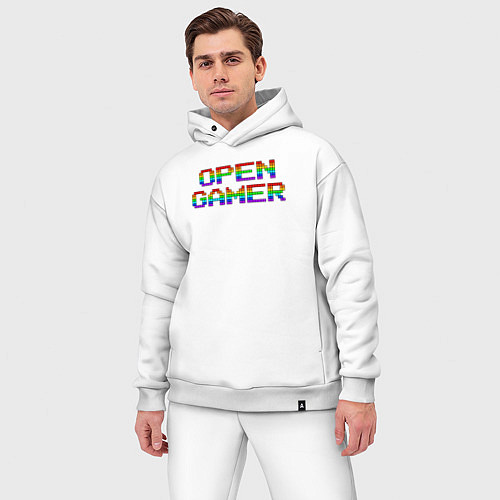 Мужской костюм оверсайз Open gamer logo / Белый – фото 3