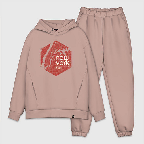 Мужской костюм оверсайз New York hyped / Пыльно-розовый – фото 1