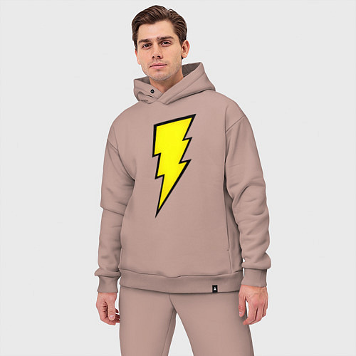 Мужской костюм оверсайз Shazam and Black Adam logo / Пыльно-розовый – фото 3