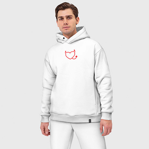 Мужской костюм оверсайз Сердце с рогами и хвостом / Белый – фото 3