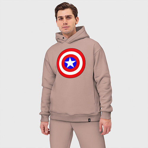 Мужской костюм оверсайз Captain America logo / Пыльно-розовый – фото 3