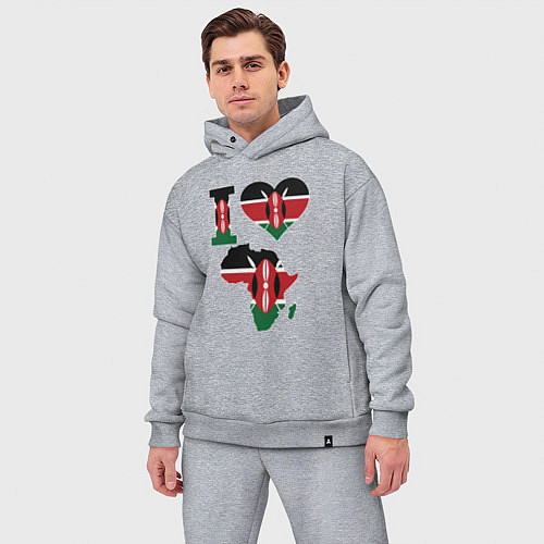 Мужской костюм оверсайз Я люблю Кению / Меланж – фото 3