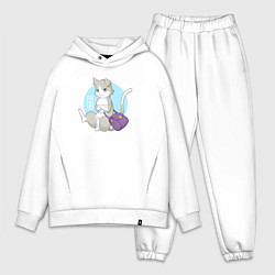 Мужской костюм оверсайз Re:Zero Пак кот, цвет: белый