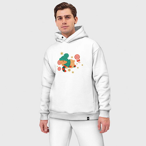 Мужской костюм оверсайз Медведь и сладости / Белый – фото 3