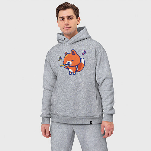 Мужской костюм оверсайз Лисичка с флейтой / Меланж – фото 3