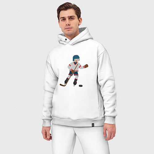 Мужской костюм оверсайз Эмоциональный хоккеист / Белый – фото 3