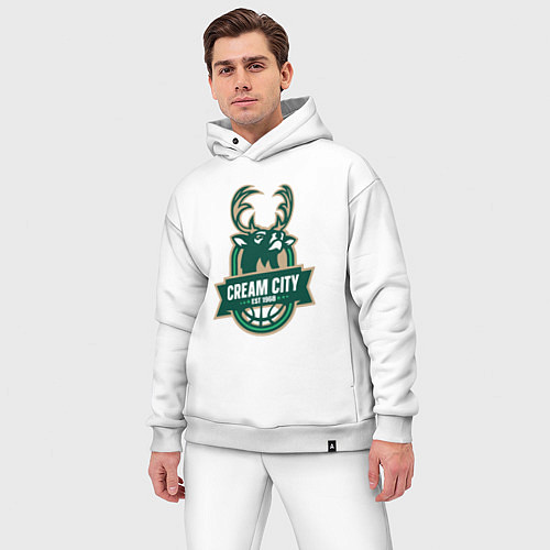 Мужской костюм оверсайз Milwaukee Bucks cream city / Белый – фото 3