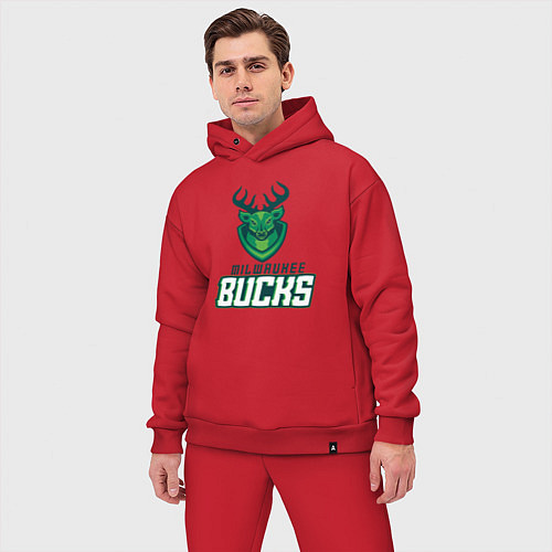 Мужской костюм оверсайз Milwaukee Bucks NBA / Красный – фото 3