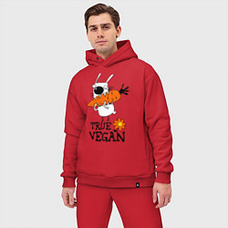 Мужской костюм оверсайз True vegan (истинный веган), цвет: красный — фото 2