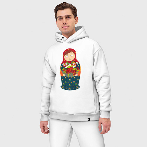 Мужской костюм оверсайз Матрёшка милая / Белый – фото 3