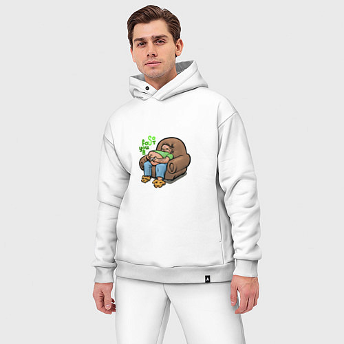 Мужской костюм оверсайз Слишком быстрый для тебя / Белый – фото 3