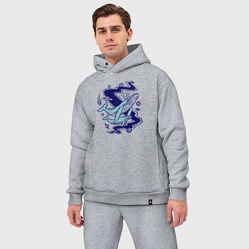 Мужской костюм оверсайз Космические киты / Меланж – фото 3