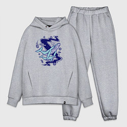 Мужской костюм оверсайз Космические киты