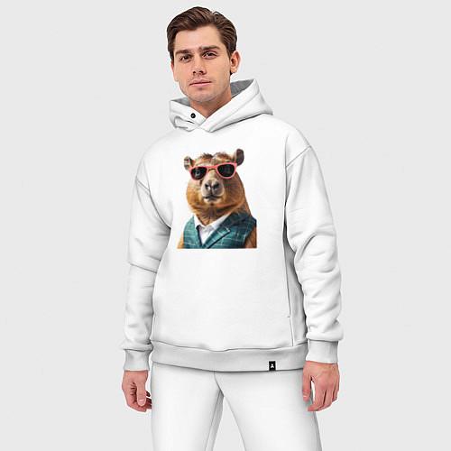 Мужской костюм оверсайз Капибара в жилетке / Белый – фото 3