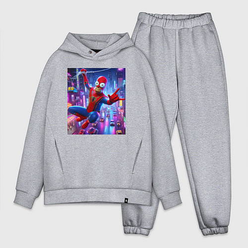 Мужской костюм оверсайз Homer Simpson and Spider man - collaboration / Меланж – фото 1