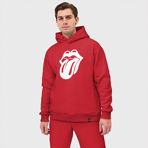 Мужской костюм оверсайз Rolling Stones - white logo / Красный – фото 3