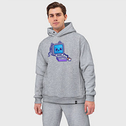 Мужской костюм оверсайз Компьютерный котик, цвет: меланж — фото 2