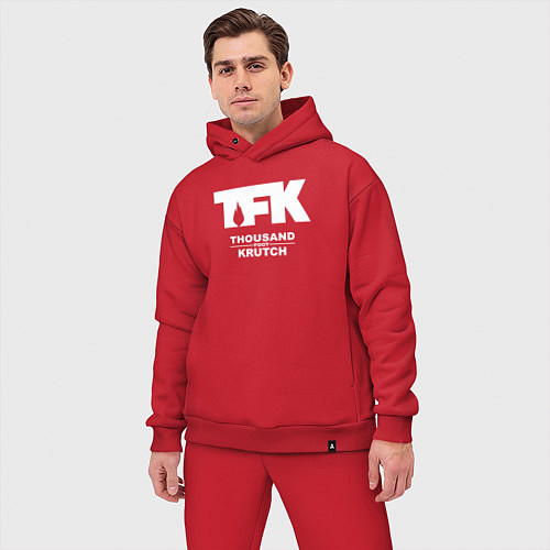 Мужской костюм оверсайз Thousand Foot Krutch - logo / Красный – фото 3