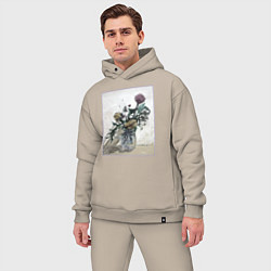 Мужской костюм оверсайз Цветы Хёнджина, цвет: миндальный — фото 2