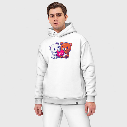 Мужской костюм оверсайз Teddy love / Белый – фото 3