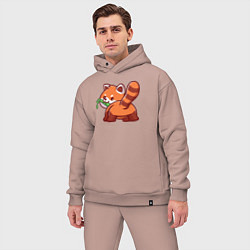 Мужской костюм оверсайз Игривая красная панда, цвет: пыльно-розовый — фото 2