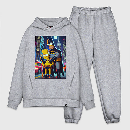 Мужской костюм оверсайз Batsimpson with son Bart - ai art fantasy / Меланж – фото 1