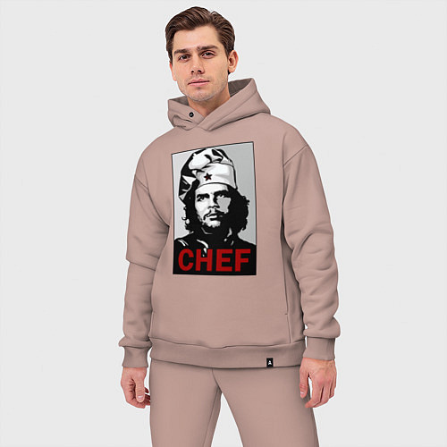 Мужской костюм оверсайз Че Гевара - шеф повар / Пыльно-розовый – фото 3