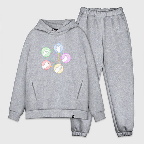 Мужской костюм оверсайз Ящерица спок / Меланж – фото 1