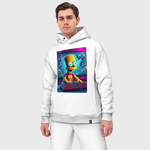 Мужской костюм оверсайз Барт Симпсон увлёкся игрой / Белый – фото 3
