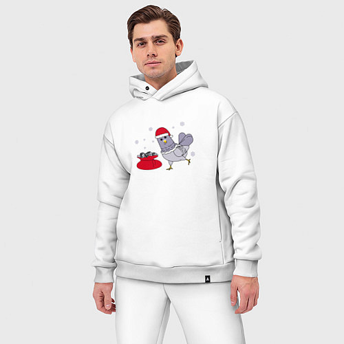 Мужской костюм оверсайз Голубь и мешок семечек / Белый – фото 3