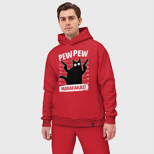 Мужской костюм оверсайз Кот с пушками / Красный – фото 3