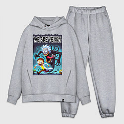 Мужской костюм оверсайз Веном вселился в Рика - нейрошутка, цвет: меланж