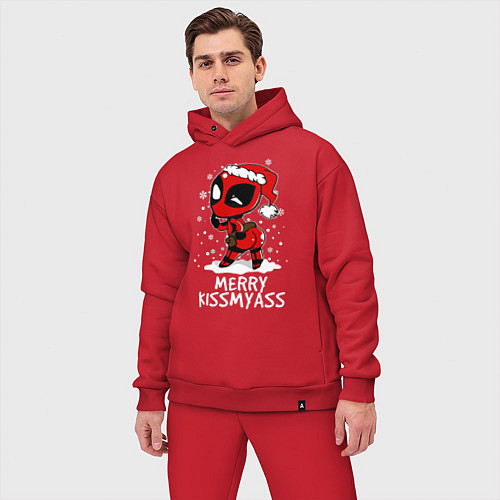 Мужской костюм оверсайз Deadpool - merry kiss my ass / Красный – фото 3