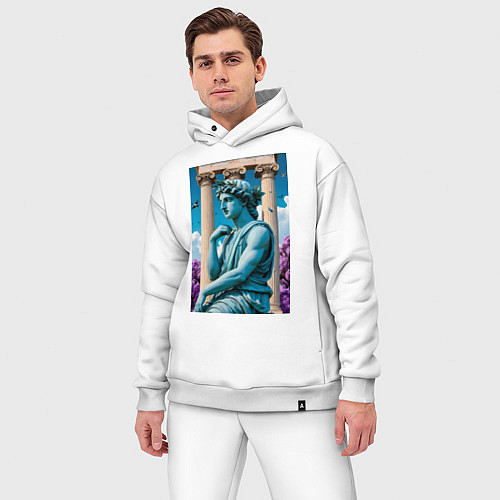 Мужской костюм оверсайз Античный персонаж на фоне колонн / Белый – фото 3