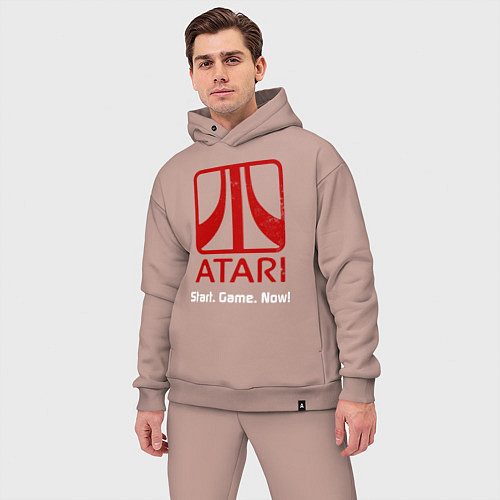 Мужской костюм оверсайз Atari logo - start game now / Пыльно-розовый – фото 3