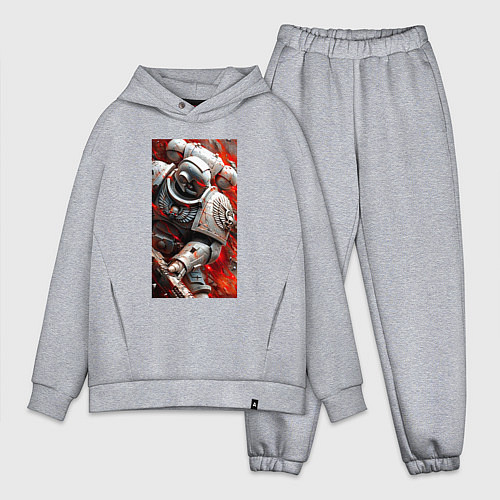 Мужской костюм оверсайз Космодесантник в белом костюме / Меланж – фото 1