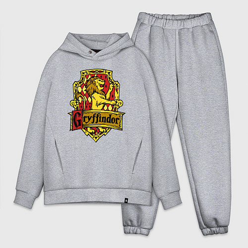 Мужской костюм оверсайз Hogwarts - gryffindor logo / Меланж – фото 1