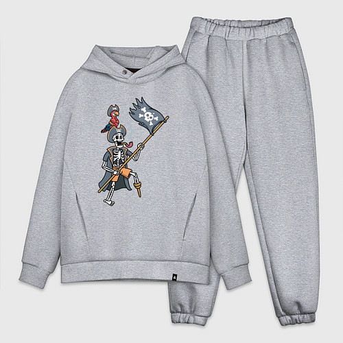 Мужской костюм оверсайз Мёртвый пират с флагом / Меланж – фото 1