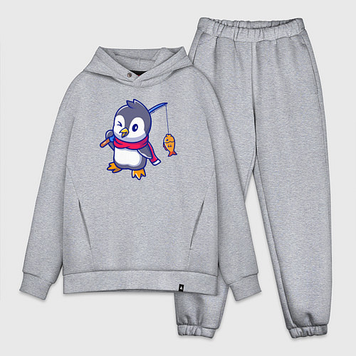 Мужской костюм оверсайз Пингвин рыбак / Меланж – фото 1