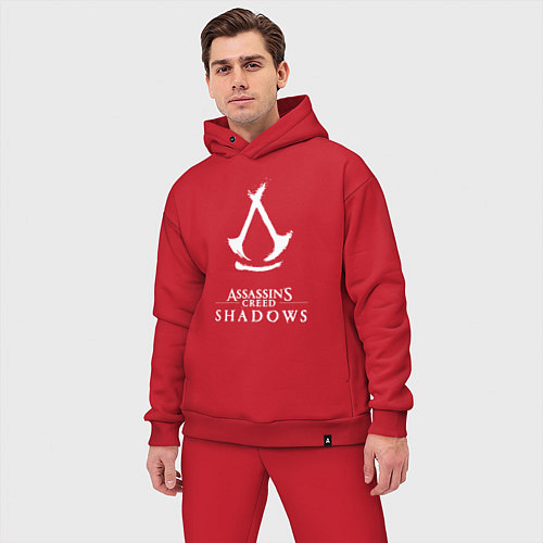 Мужской костюм оверсайз Assassins creed - shadows white / Красный – фото 3