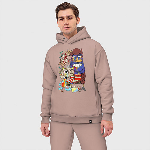 Мужской костюм оверсайз Flapjack - rainbow / Пыльно-розовый – фото 3