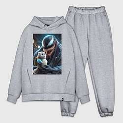 Мужской костюм оверсайз Venom and funny kitten with backpack, цвет: меланж