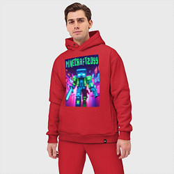 Мужской костюм оверсайз Minecraft 2099 - neon glow fantasy, цвет: красный — фото 2