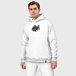 Мужской костюм оверсайз Декоративная татуировка рыбы, цвет: белый — фото 2