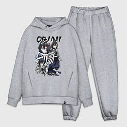 Мужской костюм оверсайз Клинок рассекающий демонов Obanai Iguro, цвет: меланж