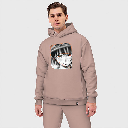 Мужской костюм оверсайз Оранжевоглазая девушка / Пыльно-розовый – фото 3